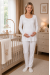 Mecit 6402 Elegant Ekru Dantel Pelerinli Lohusa Pijama Takımı